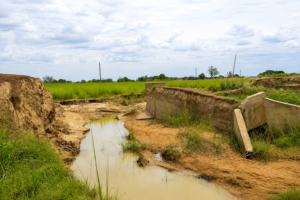Damaged Kori Community bridge and drainage channel in Builsa North, Ghana
