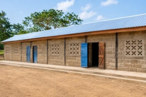 Kori Primary School classroom building with repaired roof in Builsa North, Ghana