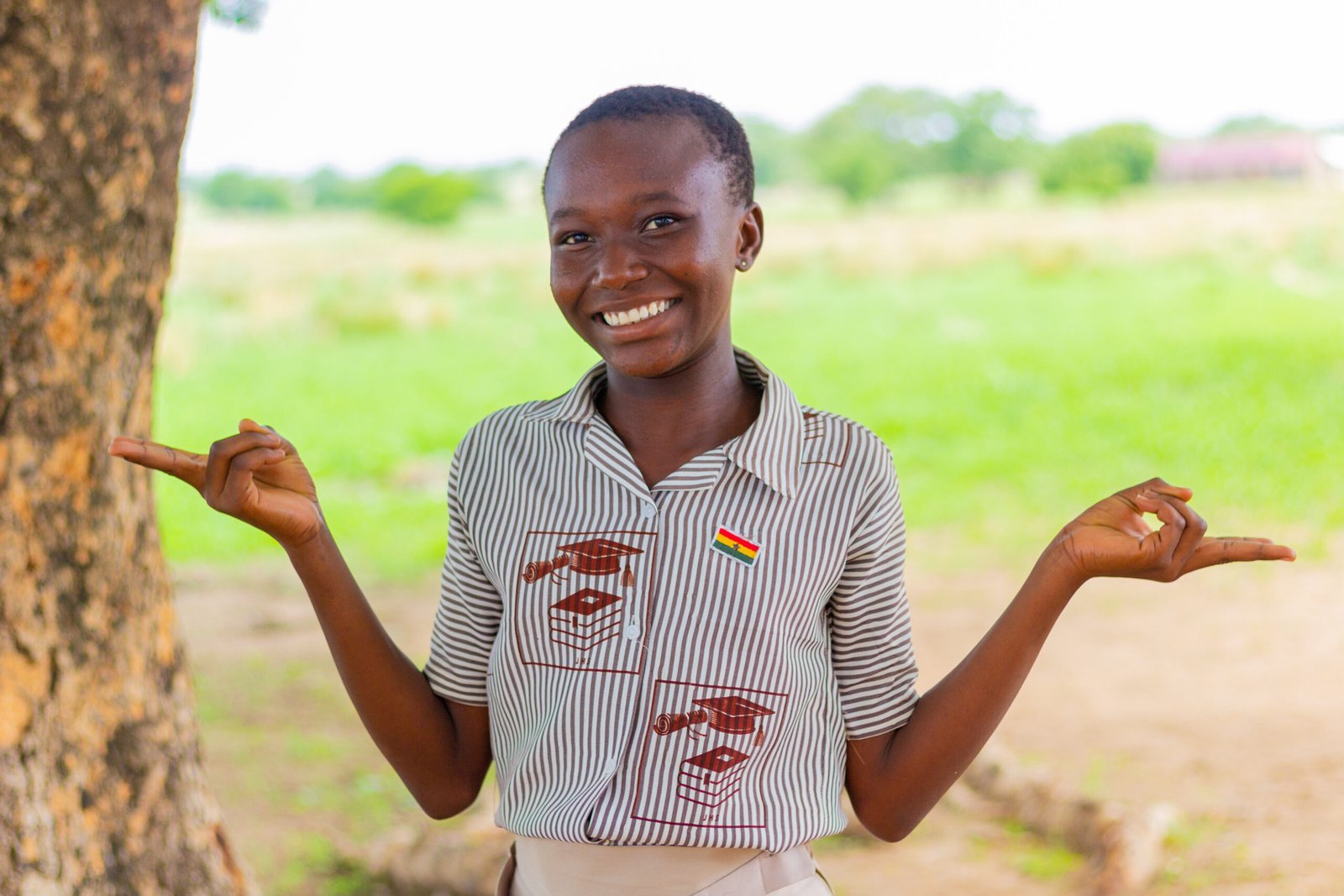 Olivia, a student sharing how Homeland Ghana has supported her education.